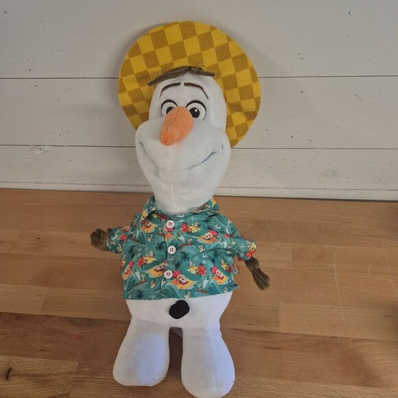 Build a Bear Disney Olaf Plush Toy With Hawaiian Shirt & Checkered Hat 13" Tall - Picture 1 of 8